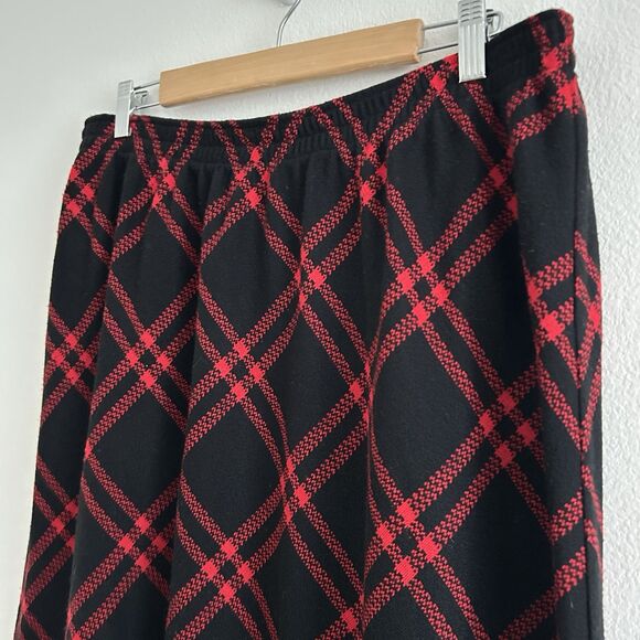 Vintage Red Black Plaid Midi Skirt C.D. Daniels Sz 1X Preppy Academia Office - Picture 4 of 12
